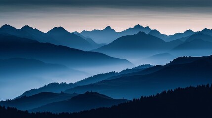 Fototapeta premium Serene landscape with hills and clouds harmonizing in nature.