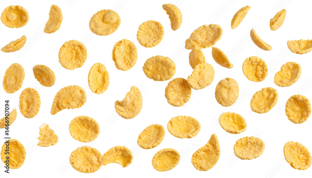 Poster soybean flakes falling down with realistic texture and natural lighting on transparent background