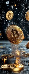 Cryptocurrency investment trends virtual economy digital currency high-tech environment close-up view financial insights