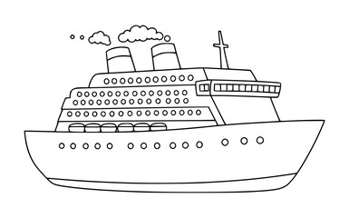 Obraz premium cruise ship vector illustration for coloring page