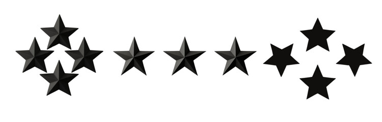 Obraz premium Arrangement of several black stars in two clusters and a straight line