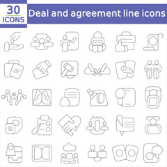    Deal and agreement line icons collection. Big UI icon set in a flat design. Thin outline icons pack. Vector illustration