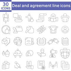    Deal and agreement line icons collection. Big UI icon set in a flat design. Thin outline icons pack. Vector illustration