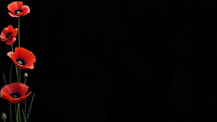 A sleek and elegant Victory in Europe Day (VE Day) postcard design. The background is completely black, creating a somber and respectful tone.