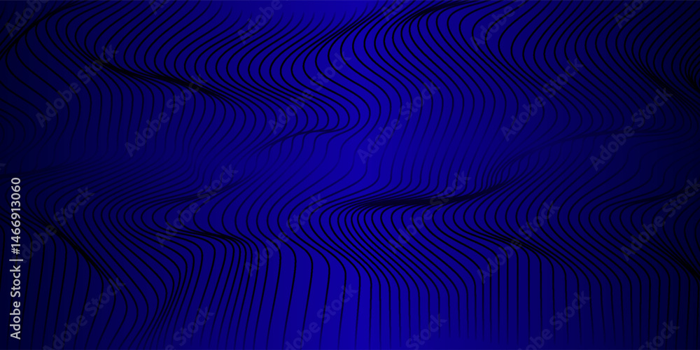 Poster black line pattern seamless on blue background. line waves pattern template monochrome line texture.
