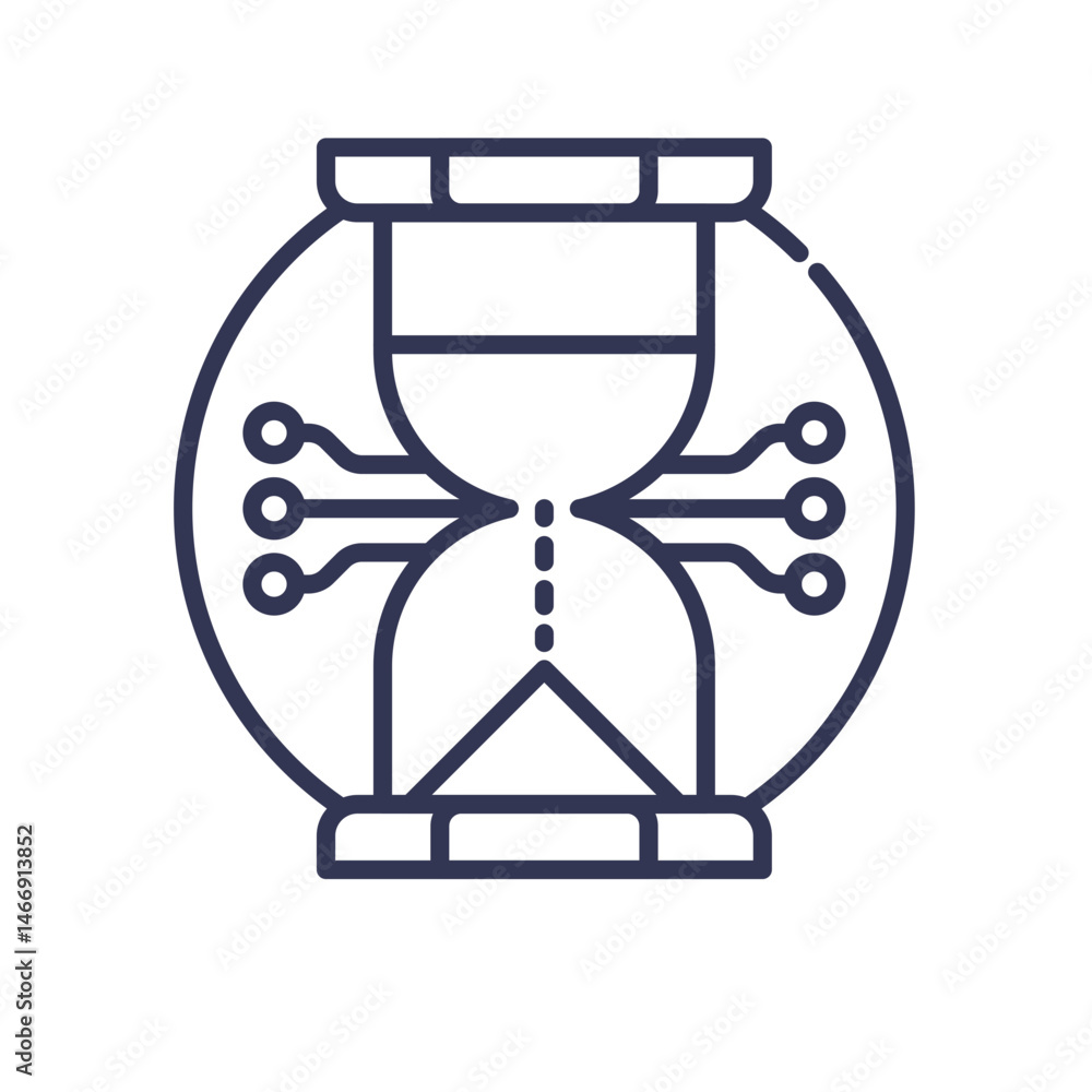Poster an hourglass with circuit lines symbolizes automation saving time.