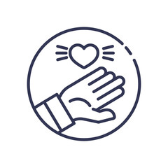A hand and heart symbolizing care and support in caregiving.