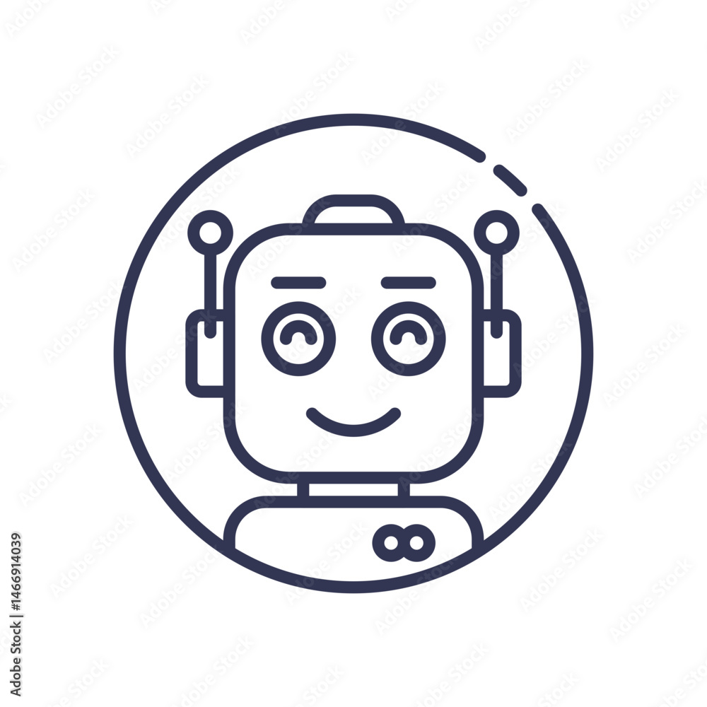 Aufkleber smiling robot icon symbolizes friendly ai and emotional connection.