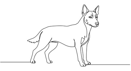 Fototapeta premium Line Art of Dog Standing in Profile 