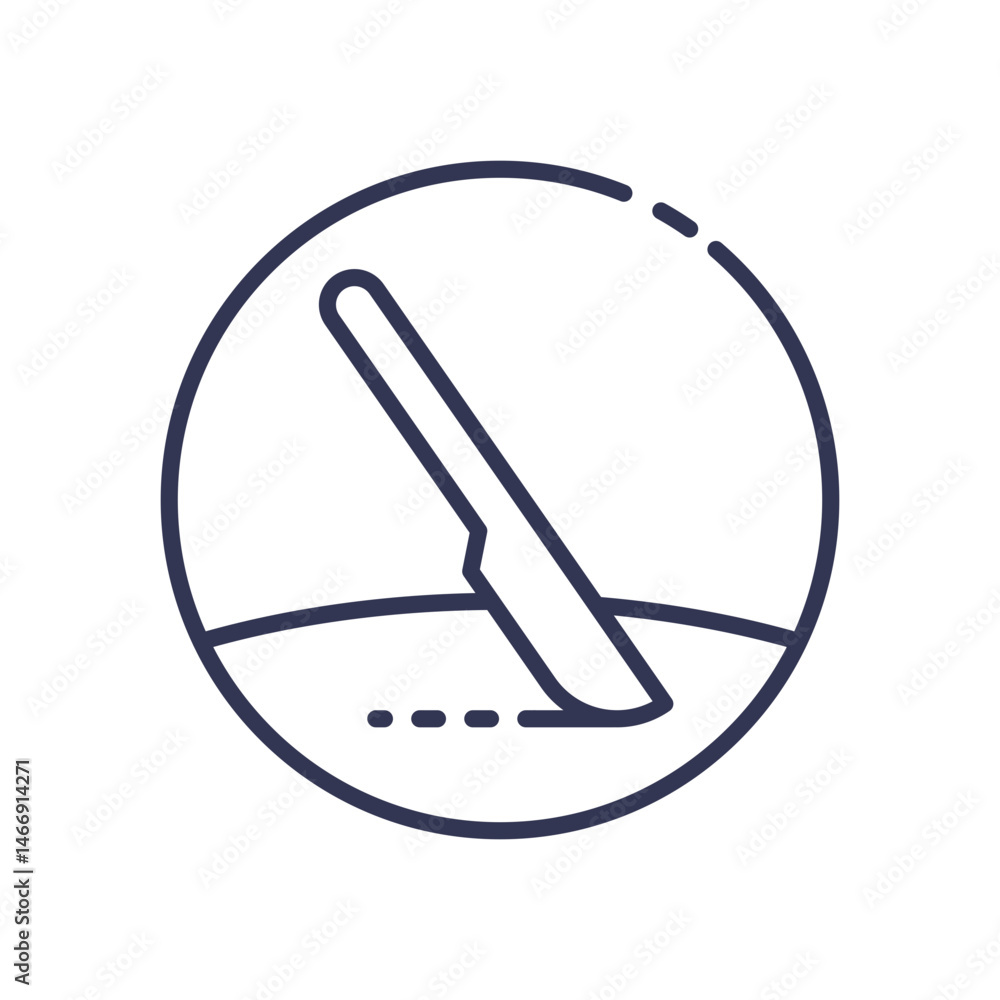 Poster scalpel icon symbolizing surgical procedures and precision.