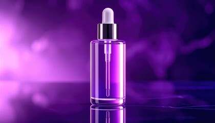 Purple Serum in Glass Bottle with Dropper