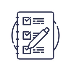 Fototapeta premium Checklist and pen symbolize policy enforcement and compliance.