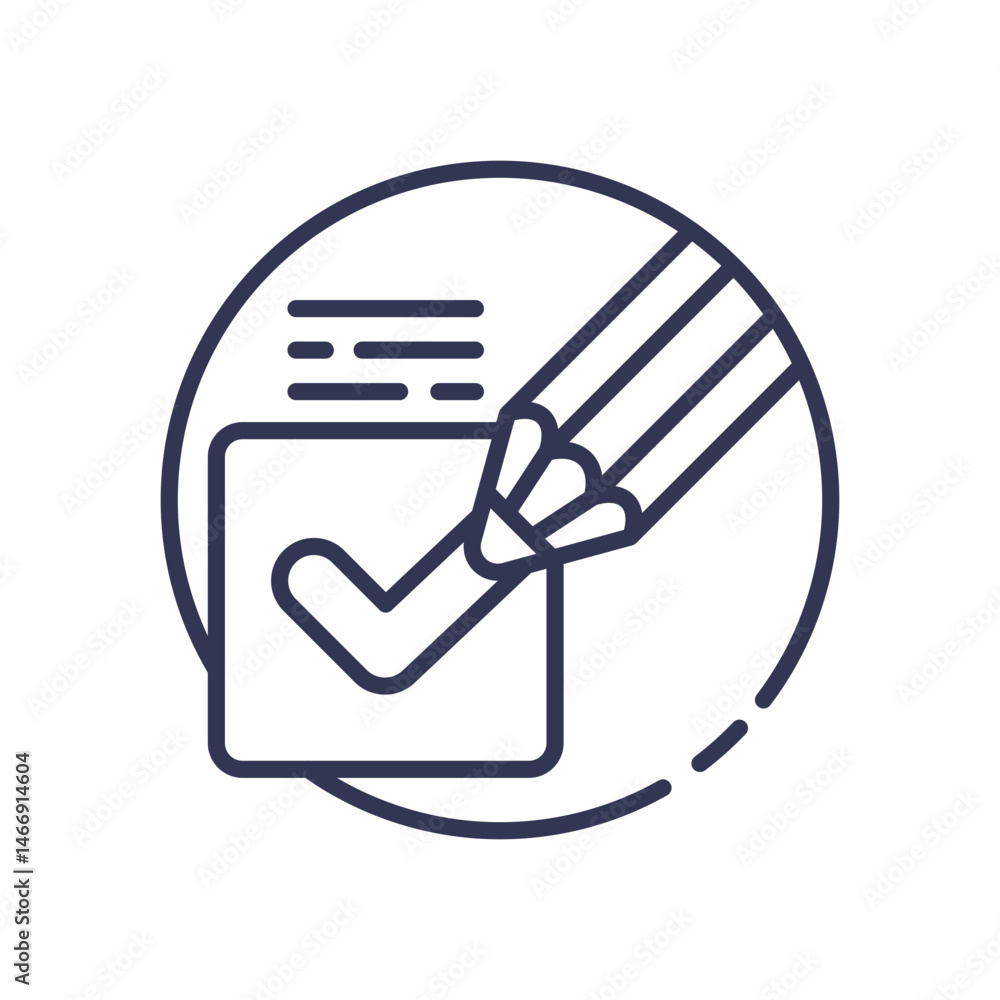 Poster pencil checking a box, symbolizing verification and accuracy.