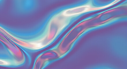 Fototapeta premium Vibrant Iridescent Liquid Wave Pattern With Soft Blue and Purple Color Gradient Flow