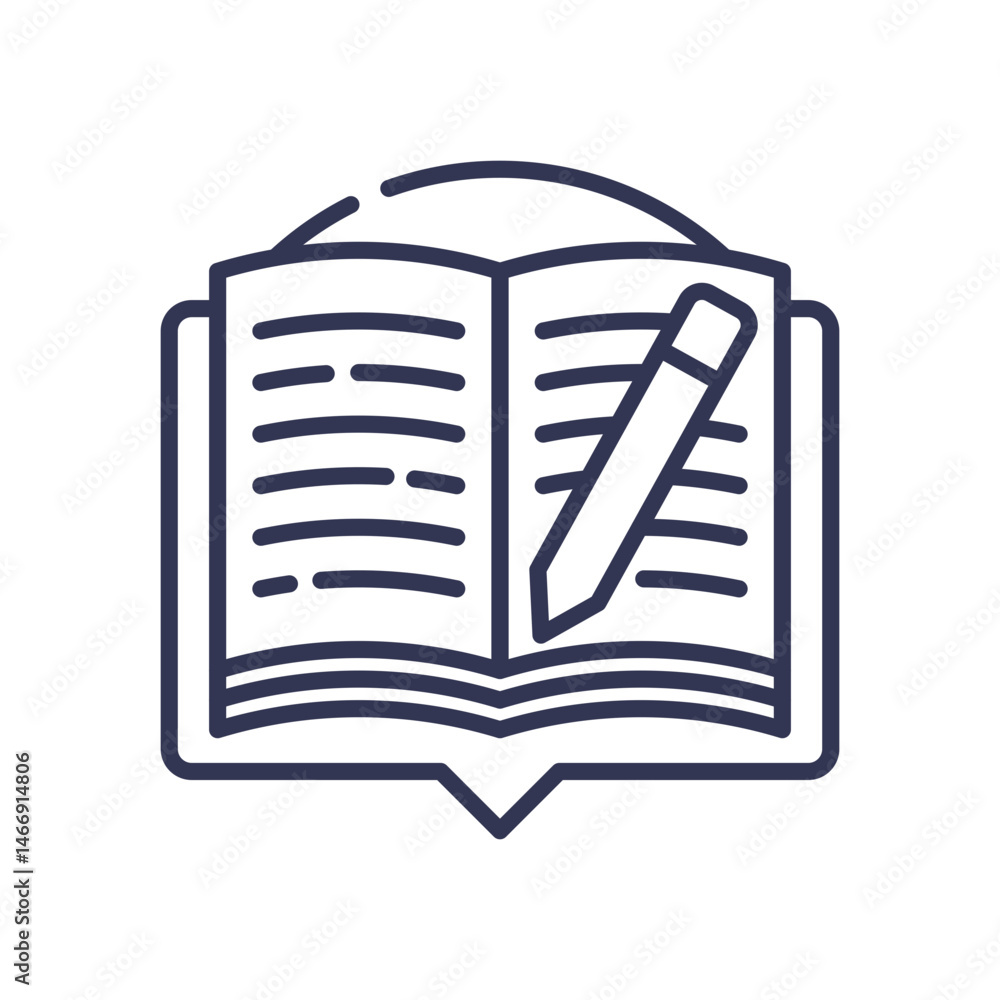 Poster open book with pencil symbolizes systematic tracking and documentation.