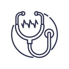 Obraz premium Stethoscope icon symbolizes health screening and assurance.