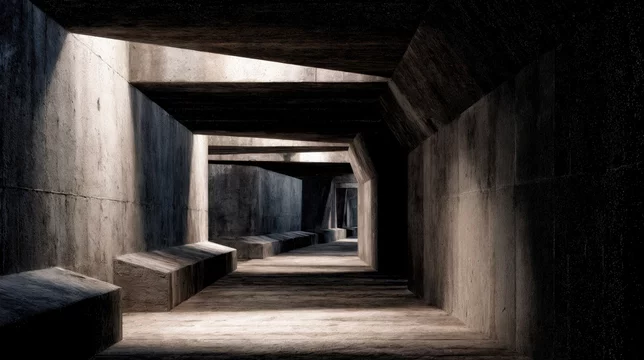 Concrete Tunnel Network with Intersecting Ramps