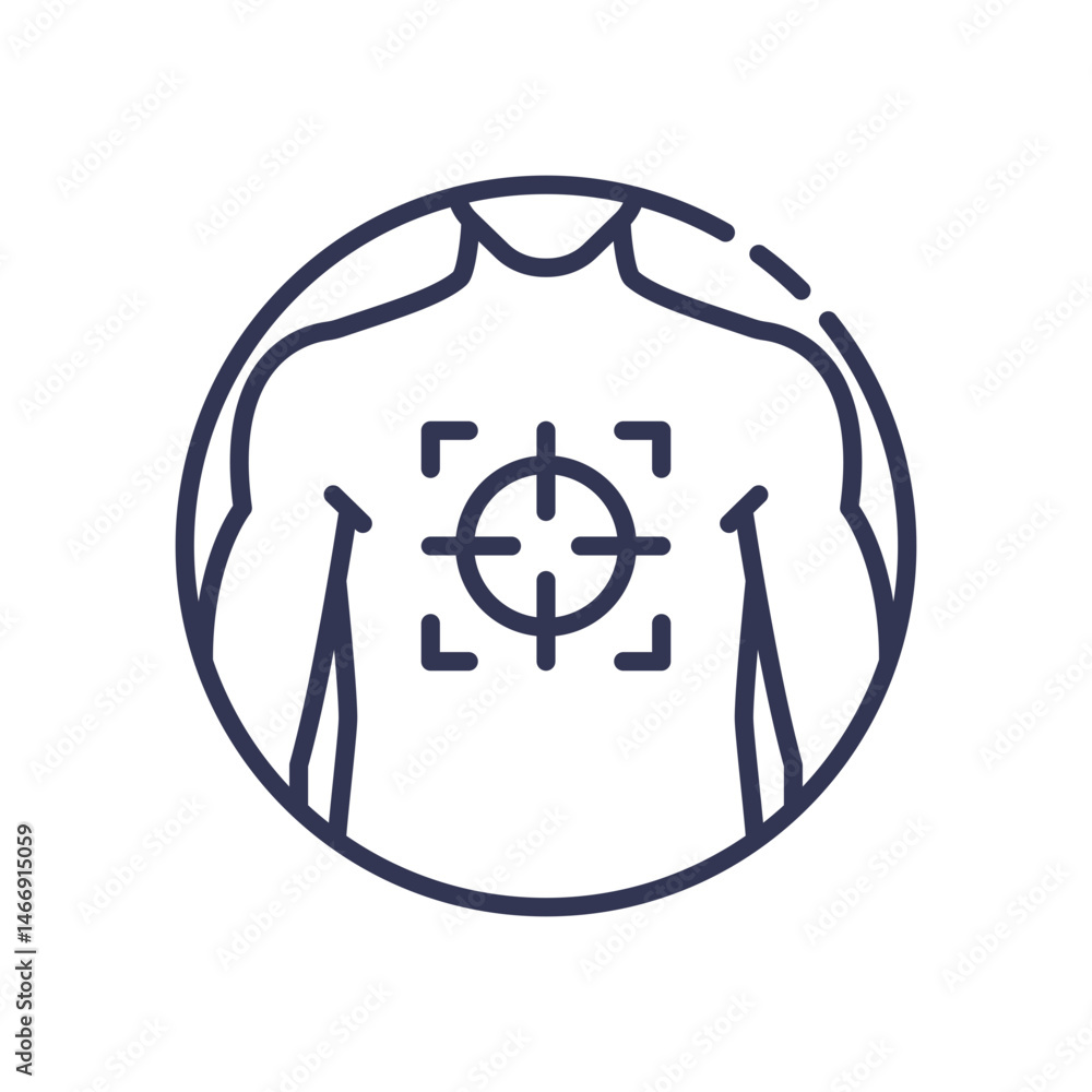 Poster outline of a human torso with a target symbol, representing focus on accuracy and precision.