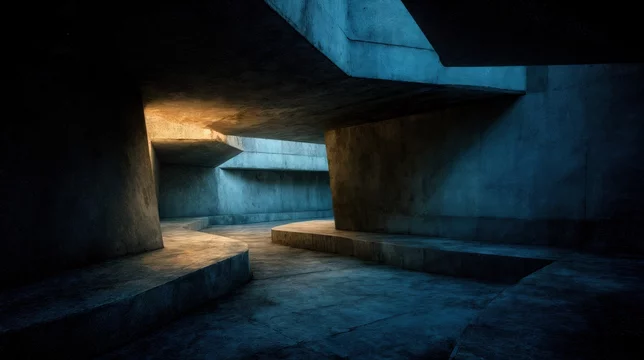 Abstract Polygonal Space in Futuristic Brutalism