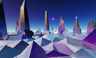 Abstract polygonal landscape of crystalline structures - Powered by Adobe