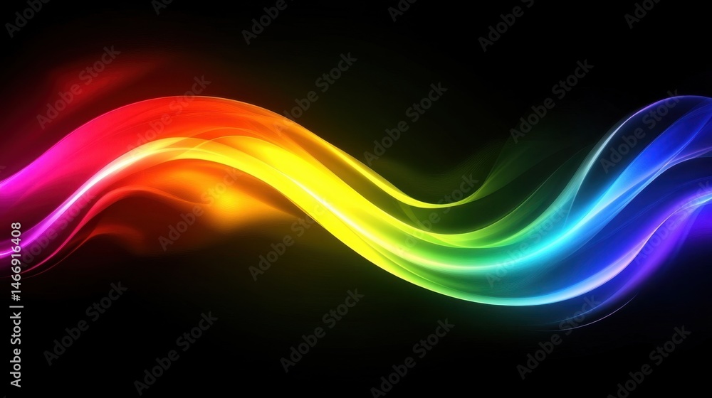 Poster colorful wavy lines in motion on a dark background for dynamic and energetic design theme
