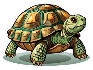 vector of Hermann's turtle close-up isolated on white background