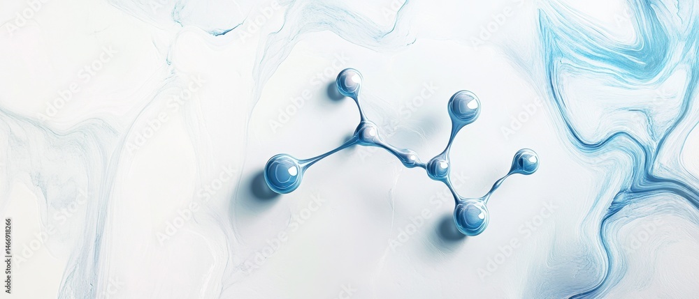 Poster molecule structure on marble background representing science and technology with clean design and bl