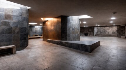 Industrial Space with Dramatic Light and Shadow Play