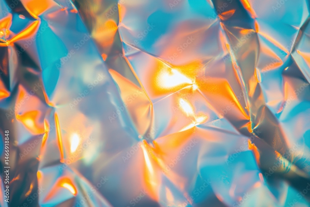 Poster abstract iridescent foil texture creating a futuristic backdrop with vibrant orange and teal hues cl