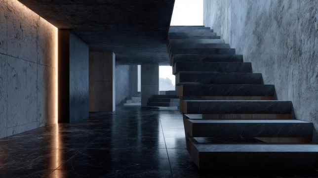 Monolithic Steps with Cinematic Light and Shadow