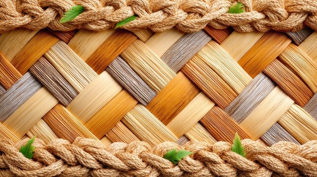 Herringbone Weave Mexican Palm Leaf Mat, intricate texture with natural beige tones, featuring hand-twined borders, perfect for rustic decor or sustainable living.