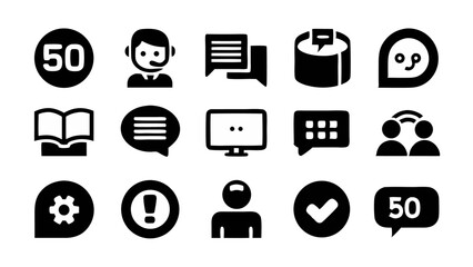 Information Support Icon Set with Versatile Vector Glyphs and Pictograms for Better Interaction