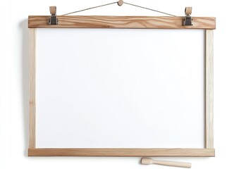 Wooden framed blank whiteboard, hanging
