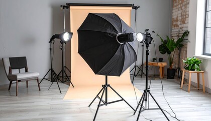 Photo Studio Equipment Lighting Setup Interior
