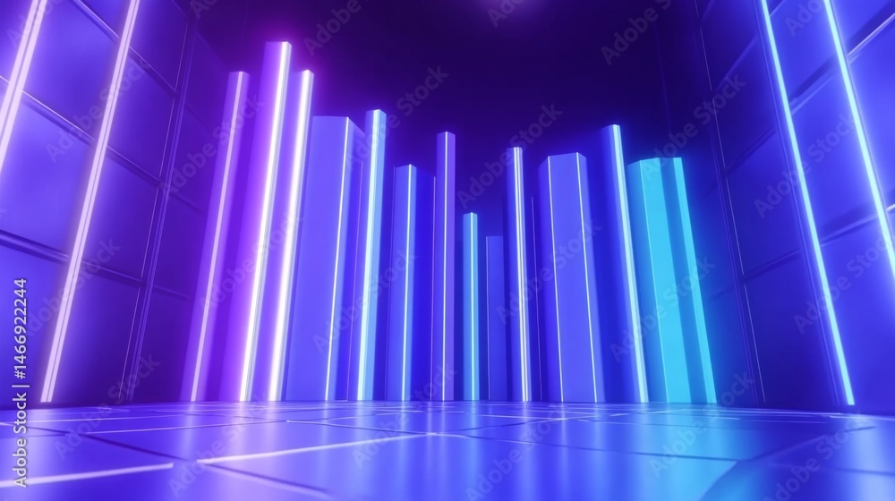 Poster an animated d bar graph with bars dynamically changing heights, depicted against a digital interface