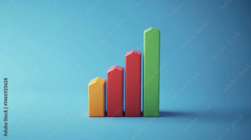 Aufkleber a d bar graph with a clear upward trend, featuring a gradient of colors from red to green, symbolizi