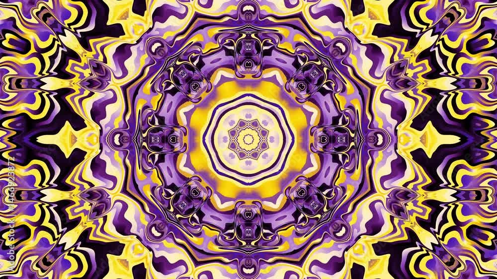 Leinwandbilder geometric wavy pattern kaleidoscope retro circle pattern mosaic background. classic loop mandala.