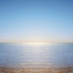 Fototapeta premium captures the serene beauty of an open sea under a clear sky.