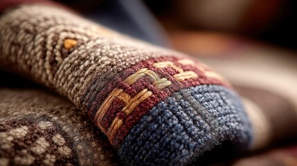 Fototapeta premium Fijian Mat Inspired Textiles, earthy tones and square motifs weave together in a traditional design, enhanced by a textured natural fiber finish for a rich tactile experience