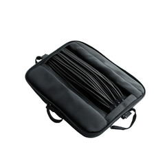 Naklejka premium Sleek Black Organizer Case for Cables and Accessories, Ideal for Travel and Home Use on transparent background