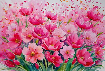 Fototapeta premium pink tulips in the garden