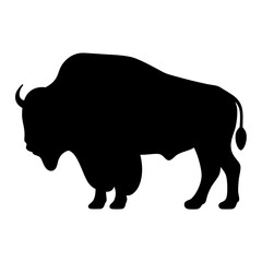 Black silhouette of a bison, standing tall in stark contrast