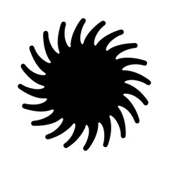Black and White Circular Design with Radiating Spokes or Petals