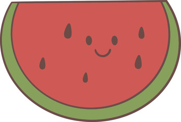 a slice of watermelon with a smiley face