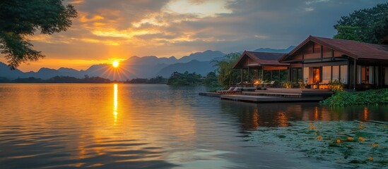 Fototapeta premium House at Lake Sunset