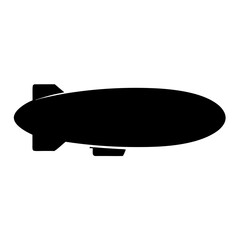 Silhouette of a black blimp or airship floating in the sky