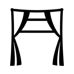 A silhouette illustration of an elegant black canopy or baldachin structure