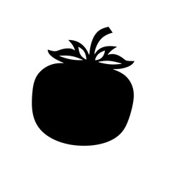 Black silhouette vector illustration of a ripe and round tomato