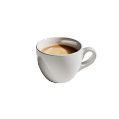 Freshly Brewed Coffee in a White Cup on a Simple Background on transparent background
