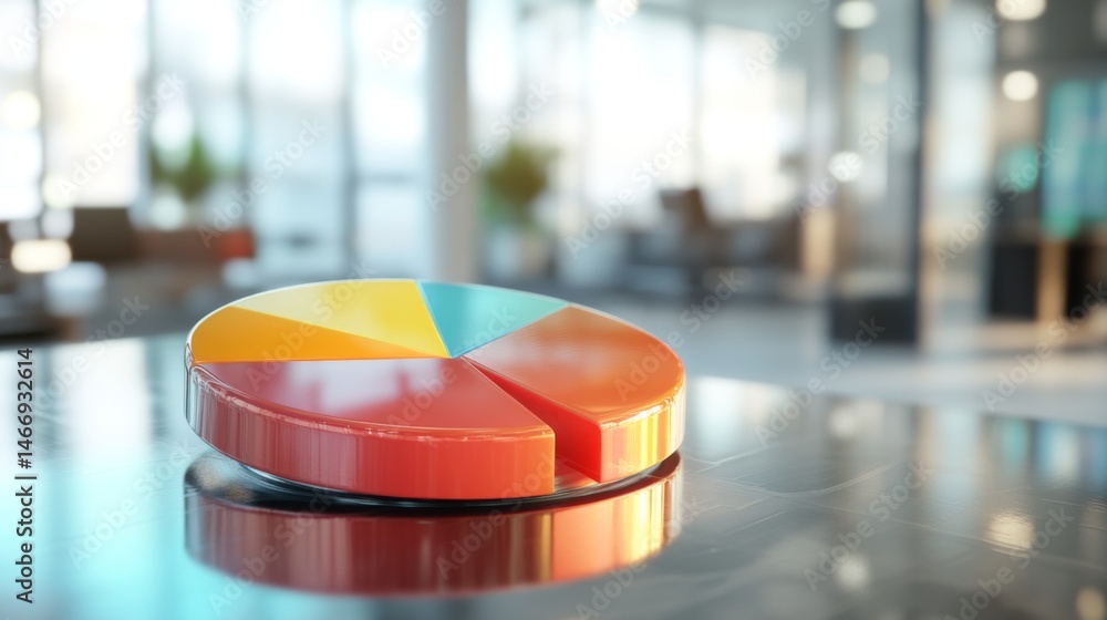 Aufkleber a close-up of a segmented d pie chart highlighting market distribution, with shiny segments and smoo